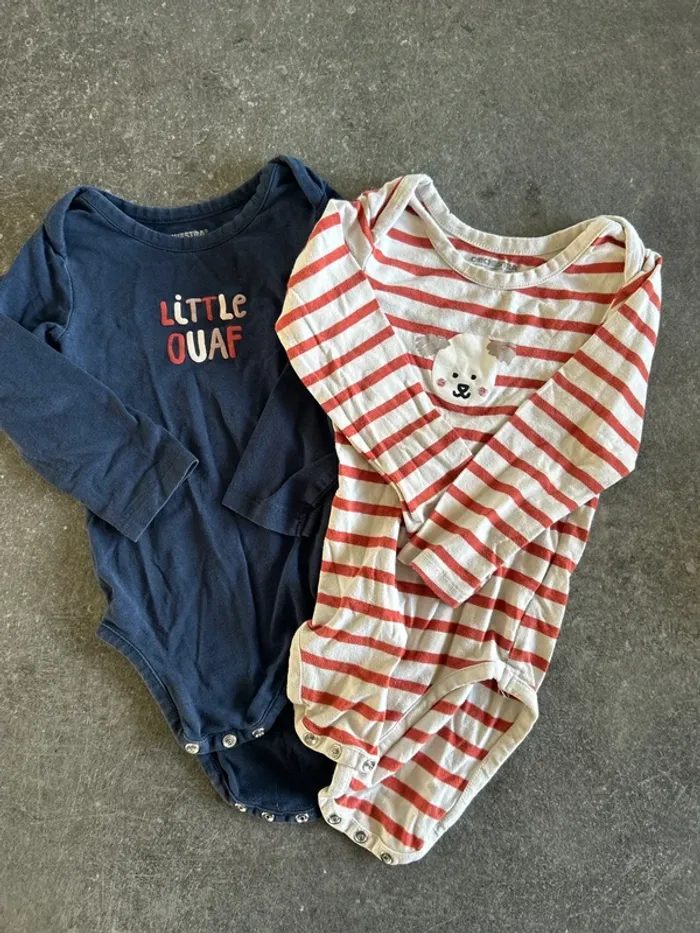Lot de 2 bodys manches longues 18 mois
