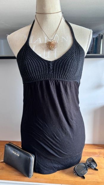 Débardeur noir haut crochet taille 36 s