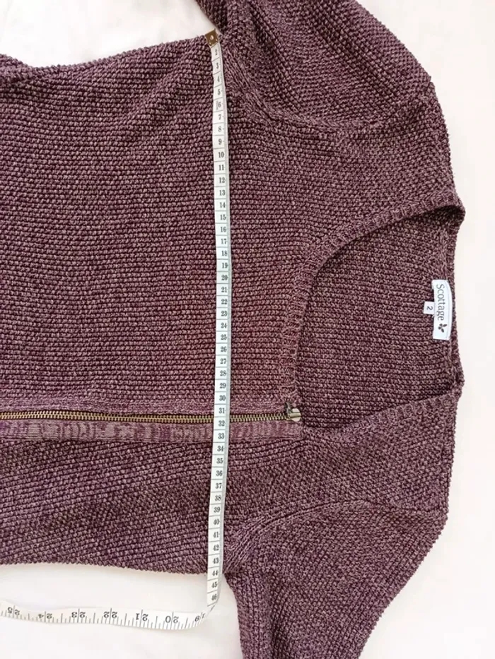 Jolie petite veste en maille métallisée style perfecto prune Scottage taille M - photo numéro 6