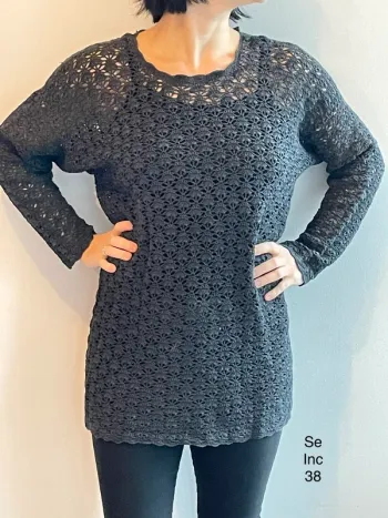 Pull long Tunique semi transparent en maille