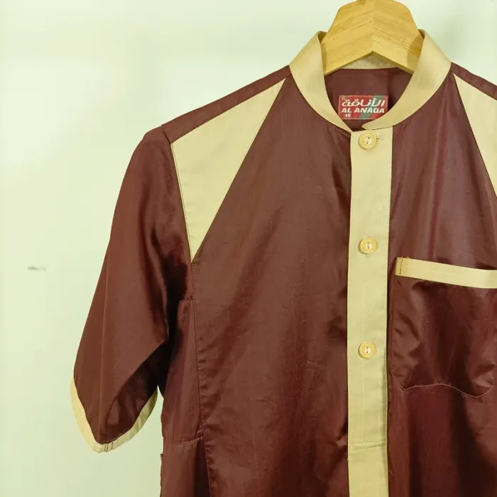 Gandoura bordeaux à détails beiges Al Anaqa - Taille 48 A1027 - photo numéro 5