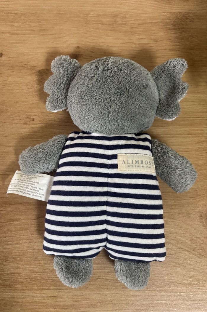 Doudou peluche koala gris bleu marine rayé blanc alimrose - photo numéro 3
