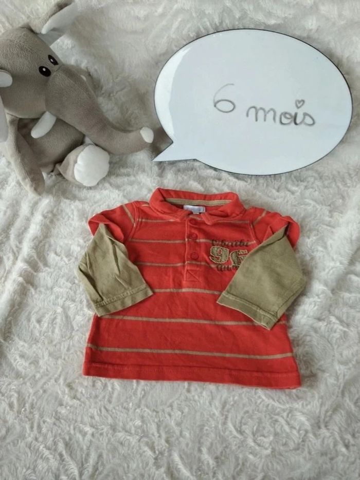 Polo tee shirt manches longues Garçon 6 mois Obaïbi 100% coton