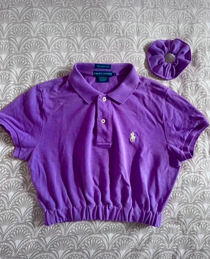 Polo Ralph Lauren violet crop top custom