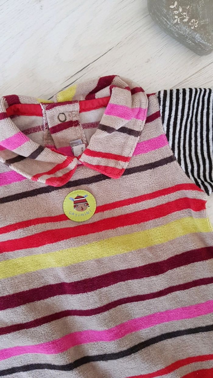 Pyjama velours catimini rayures fille 1mois neuf - photo numéro 2