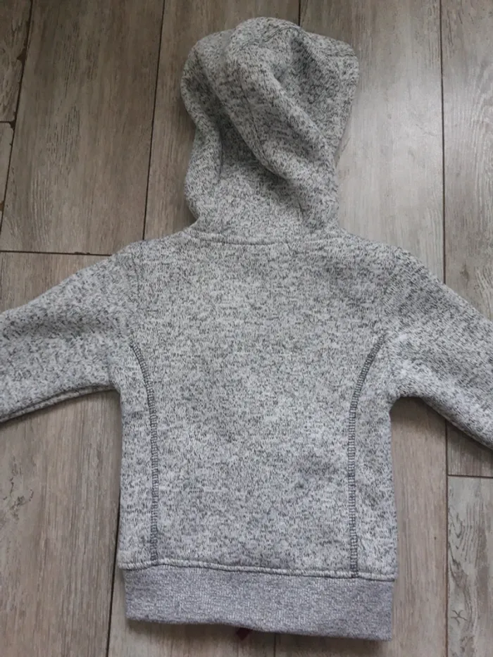 Sweat à capuche entièrement fourré gris chiné - photo numéro 7