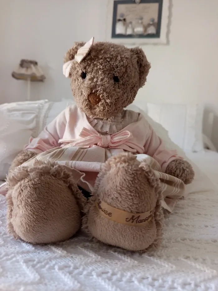Ourson look vintage robe beige et rose Louise Mansen - photo numéro 4