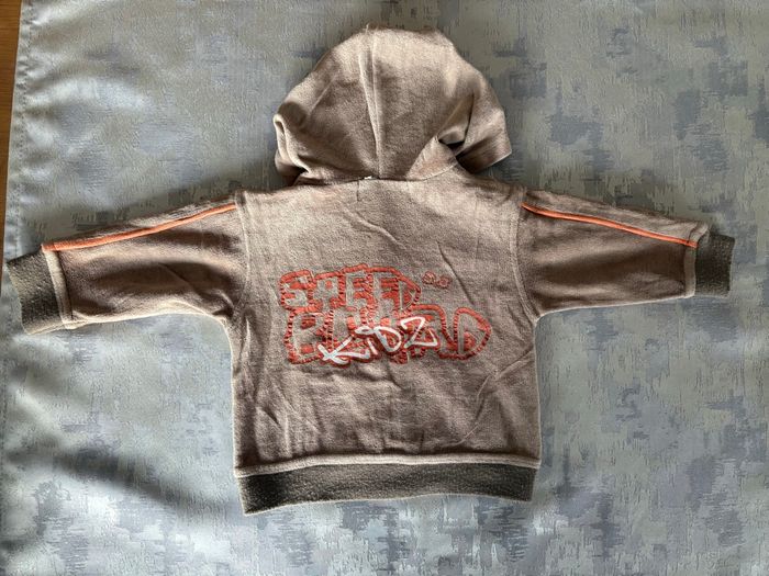 Gilet à capuche bébé garçon MOONKEYS – 6 mois – Marron à motifs - photo numéro 2