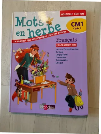 Livre mots en herbe français CM1 très bon état