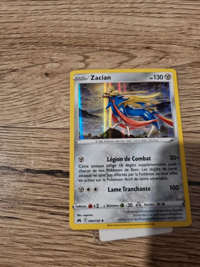 Carte pokémon zacian holo 094/159 année 2023 - photo numéro 3