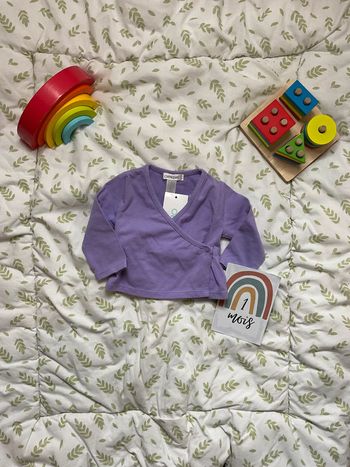 gilet cache coeur violet en coton 1 mois obaibi