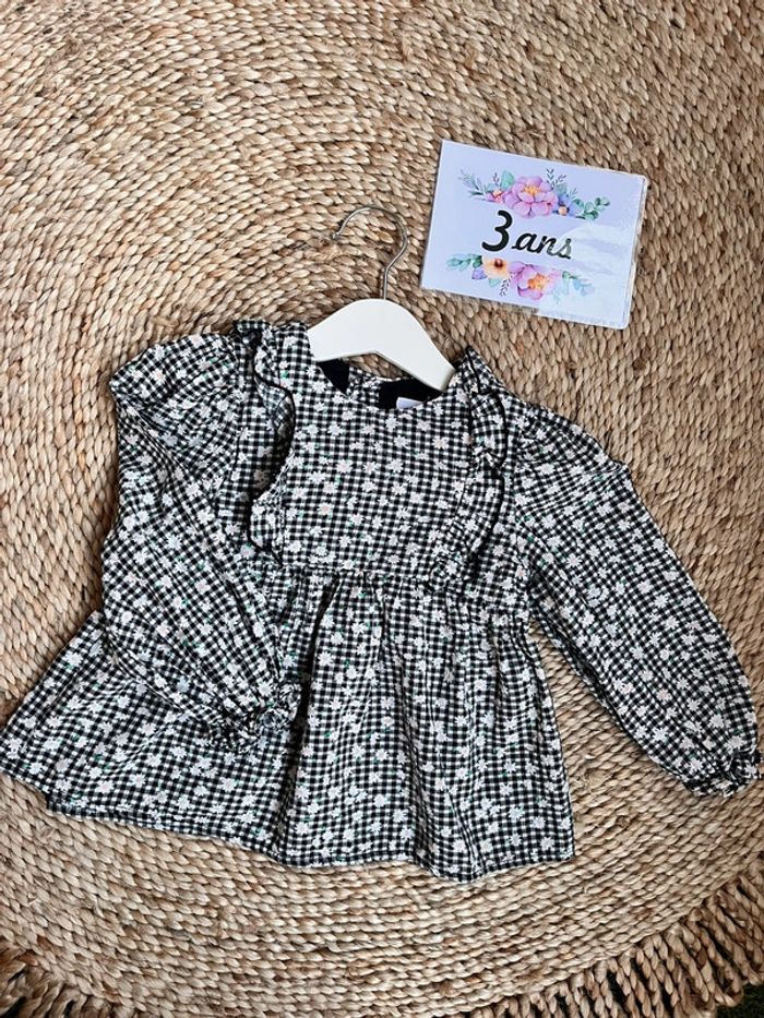 Blouse à carreaux fleuri Zara taille 3 ans