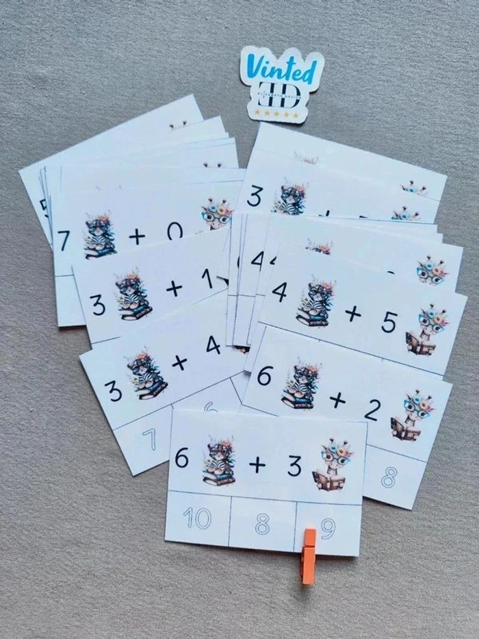 20 cartes à pince additions