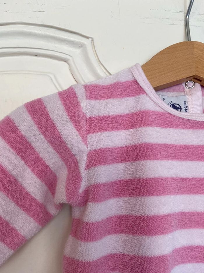 Grenouillère éponge rose 6 mois Petit Bateau - photo numéro 4