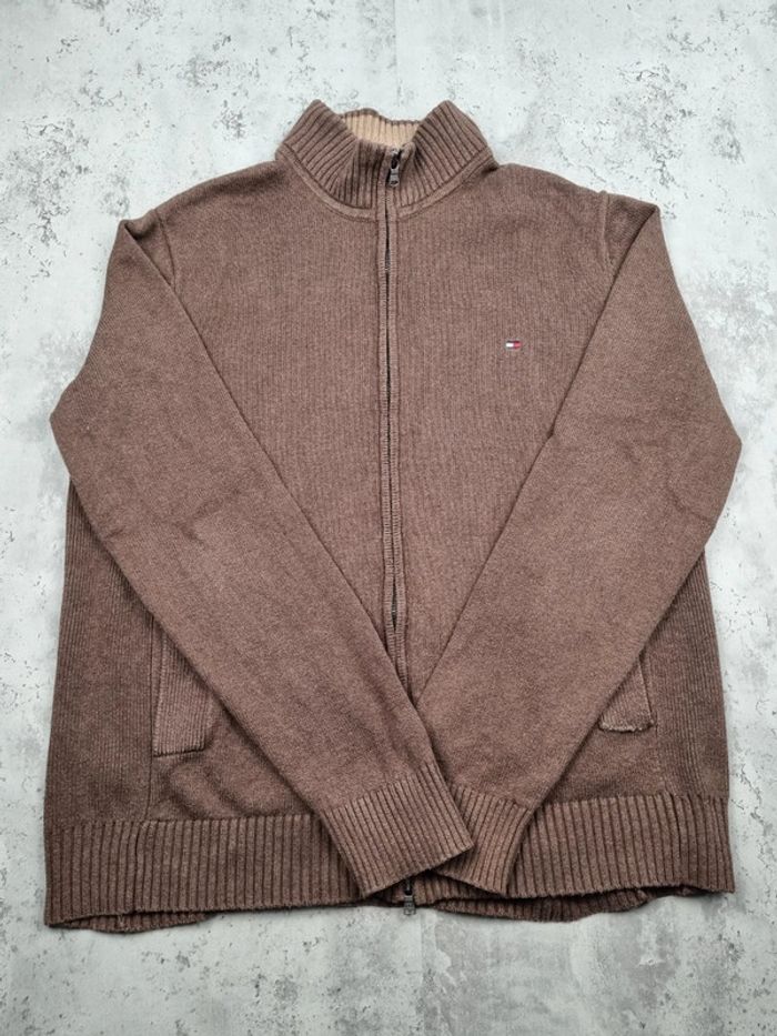 Veste zippée Tommy Hilfiger marron – Taille L Homme (mesures en photos) - photo numéro 3