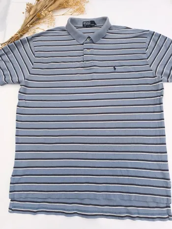 Polo Ralph Lauren homme taille XL rayures logo bleu marine