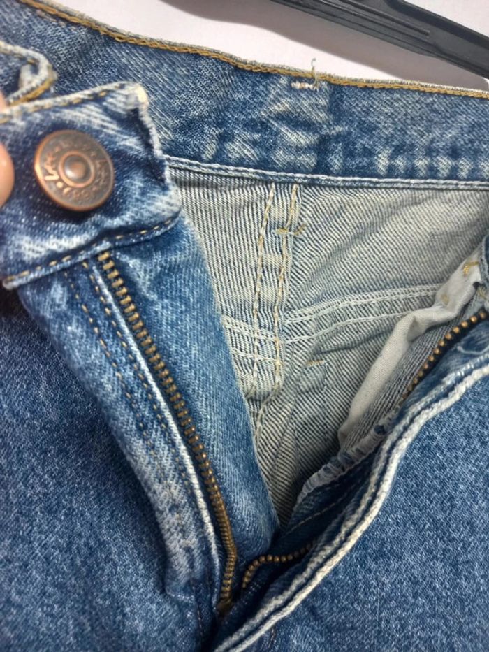 Jeans taille haute Lee vintage bleu foncé en coton - photo numéro 5