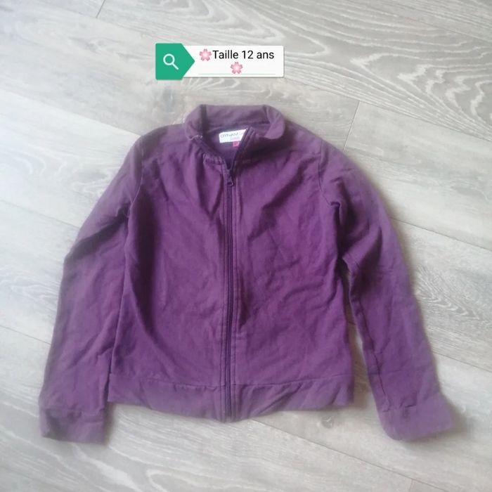 Veste Sweat zippée violette Taille 12 ans "Dynam Girl" 🌸 - photo numéro 1