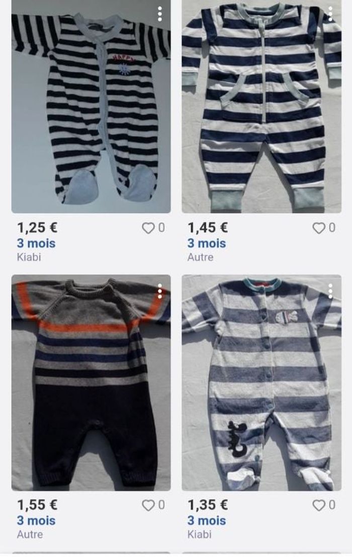 5 pygamas et 2 combinaisons