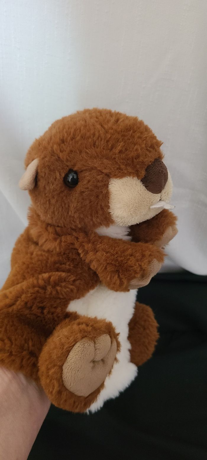 Marionnette Marmotte Castor Marron Blanc CREATIONS DANI