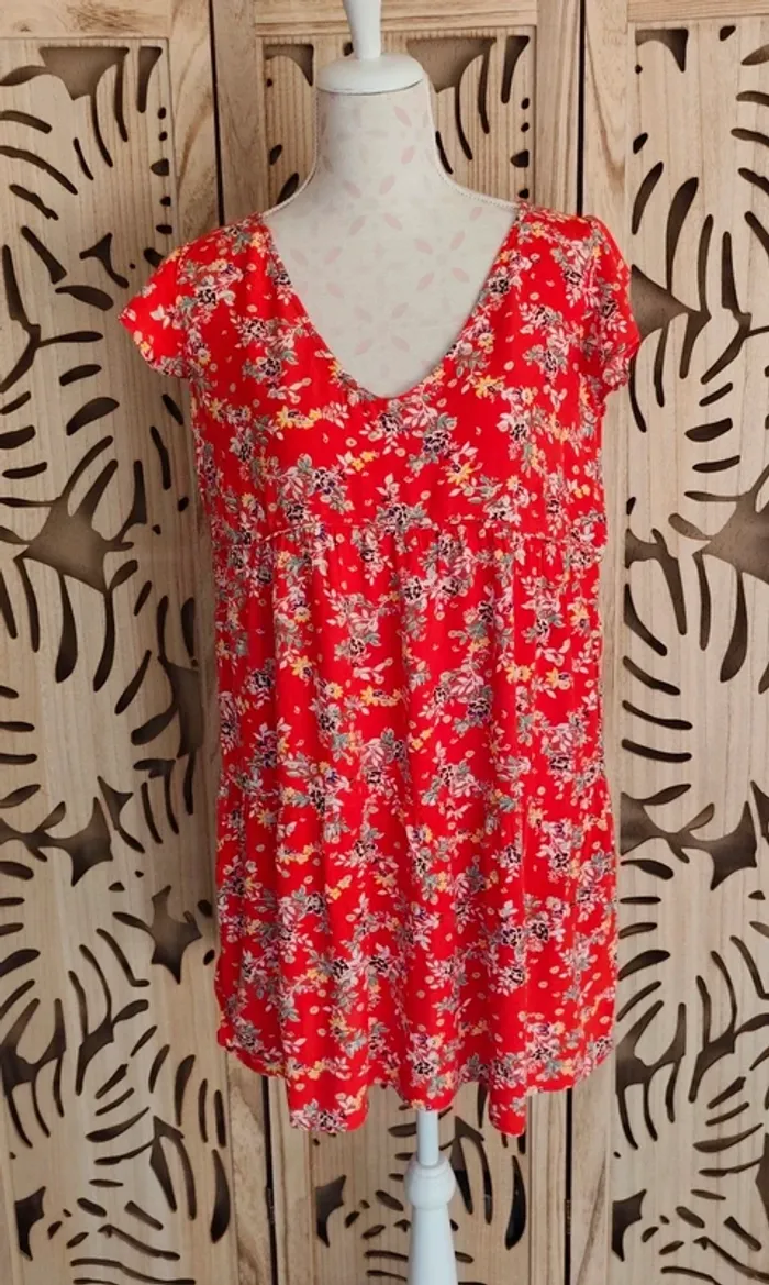 Robe mini  fluide imprimée fleurie Promod - photo numéro 6