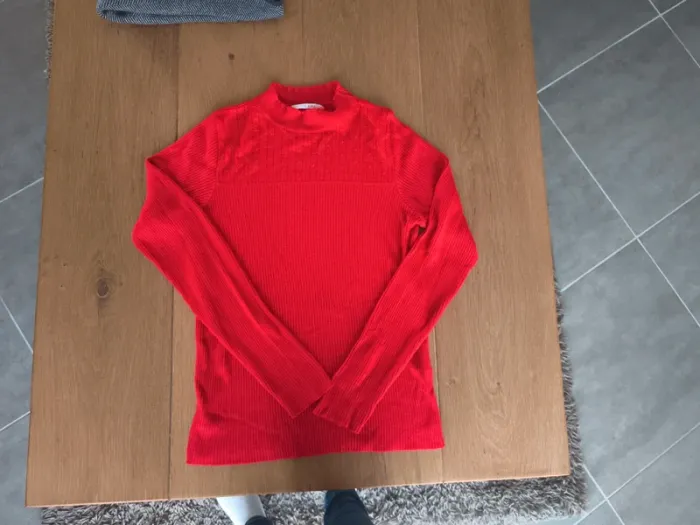 Pull col roulé rouge Camaïeu - photo numéro 3