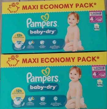 2 cartons de  couches Pampers taille 4+