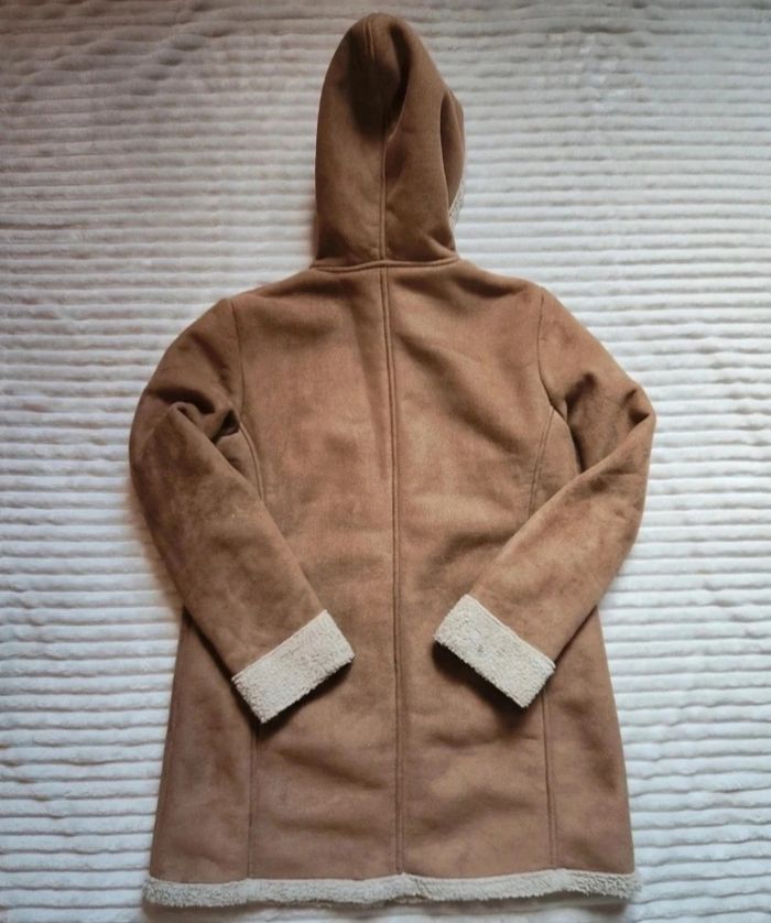 Manteau Kiabi effet peau lainée camel – Taille 42 – Chaud & doublé - photo numéro 8