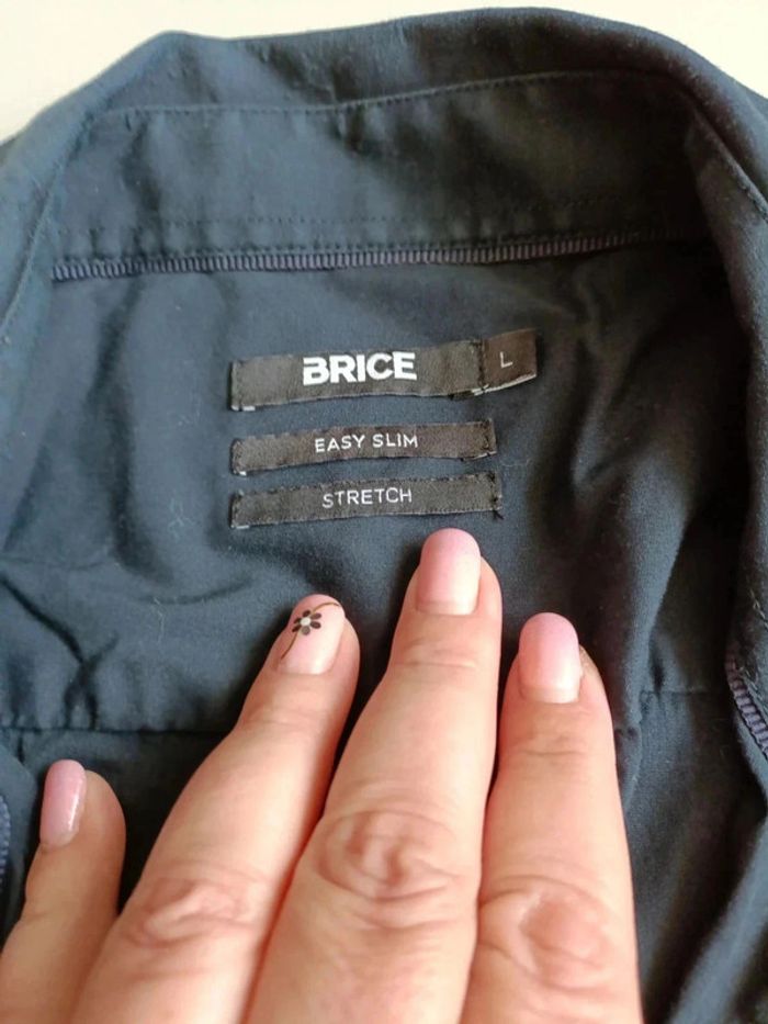 Chemise manches longues brice taille L easy slim stretch noir - photo numéro 4