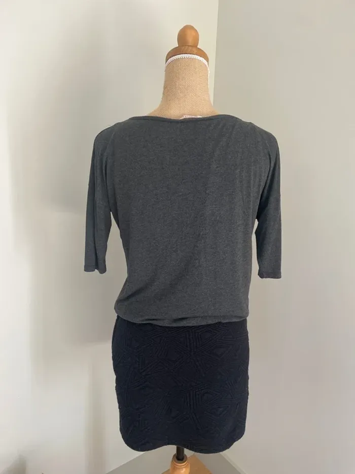 Robe bi-matière grise - photo numéro 4