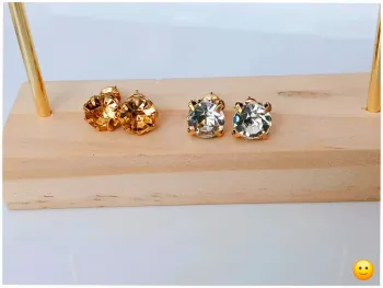 Clous d’oreilles brillants effet strass brillant– Lot de 2 paires