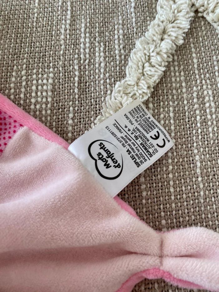 Peluche doudou plat 22cm mots d’enfants vache rose blanc gris et vert à pois parfait état - photo numéro 4