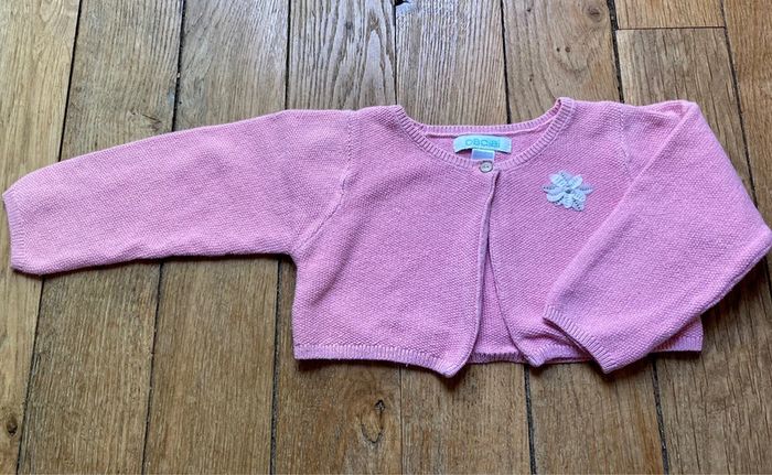 Boléro gilet Obaibi 18 mois coton rose