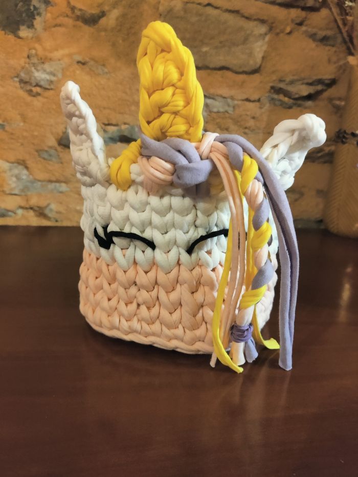 Panier au crochet en Trapilho "licorne" - photo numéro 3