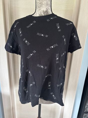 T-shirt noir imprimé – Message “Be Positive” primark taille L 