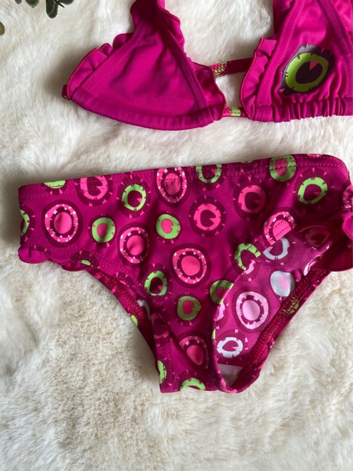 💜🌸 sublime Maillot de bain 2 pièces bébé fille – 2 ans – rose flashy à motifs💜🌸 - photo numéro 4