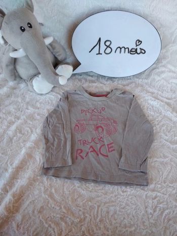 Tee shirt manches longues Garçon 18 mois Camion Prends ton pouce 100% coton "Pickup Truck race"