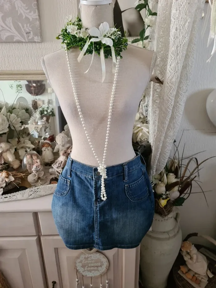 Mini jupe en jeans Etam Taille 40 - photo numéro 3