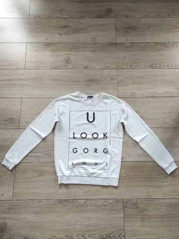 Sweat Kiabi blanc et noir taille XS/34