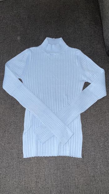 T shirt col cheminée bleu