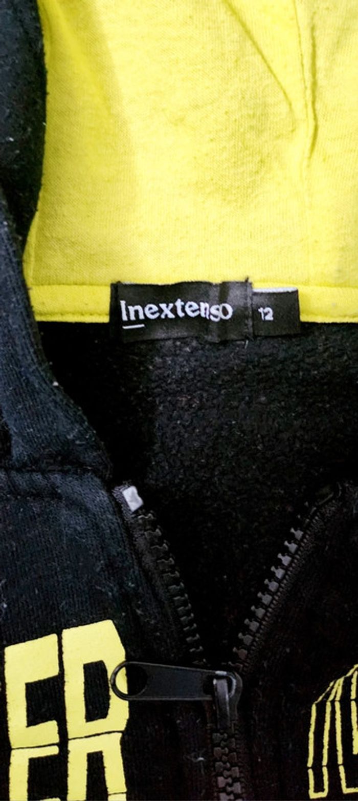 Gilet à capuche zippé garçon gris noir et jaune taille 12 ans In Extenso - photo numéro 3