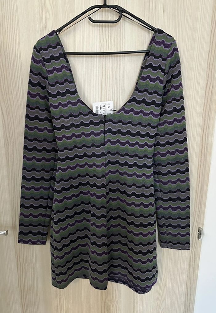 Robe courte manches longues avec ouvertures sur le devant vert et violet taille S ZARA - photo numéro 7