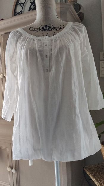 Tunique blanche bouffante Pimkie taille 38 En coton Excellent état Manches 3/4