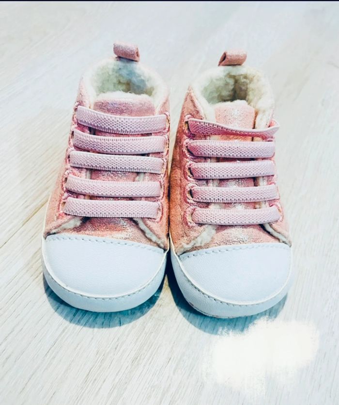 0/3 mois - baskets montantes roses - photo numéro 2