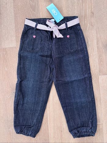 Pantalon jeans fille doublé Obaïbi (Okaïdi) 5 ans avec ceinture neuf étiquette