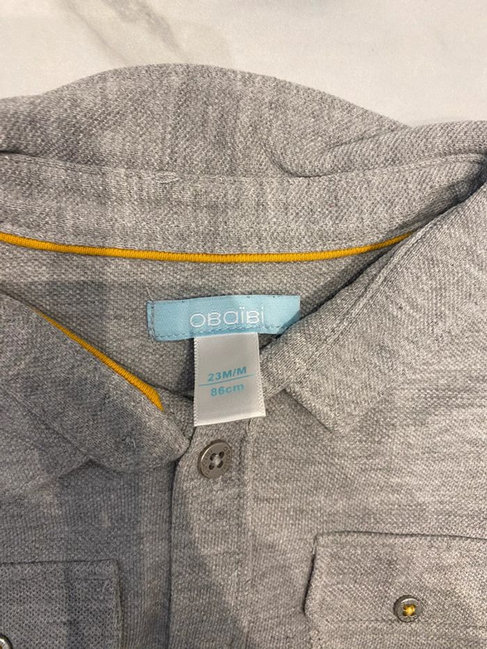 Chemise manches longues bébé grise OBAÏBI 23 mois - photo numéro 2