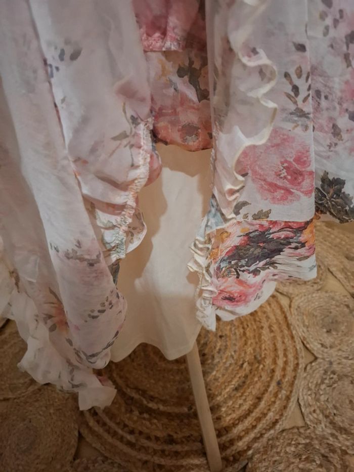 Robe longue rose pâle Fleurie volantée Golden Days taille S 36 - photo numéro 5