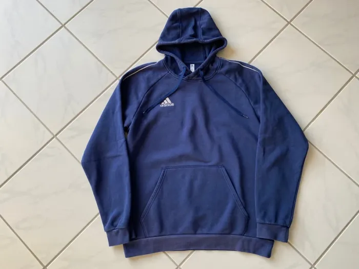 Sweat à capuche adidas vintage bleu  Taille L Logo blanc Bon état