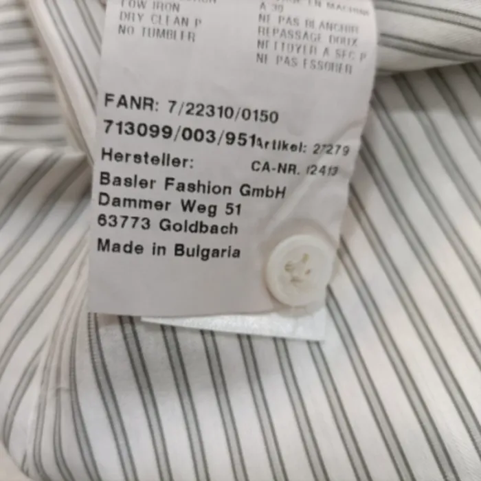 Chemise rayée Basler à col contrastant gris, manches longues, taille 42 A1181 - photo numéro 4