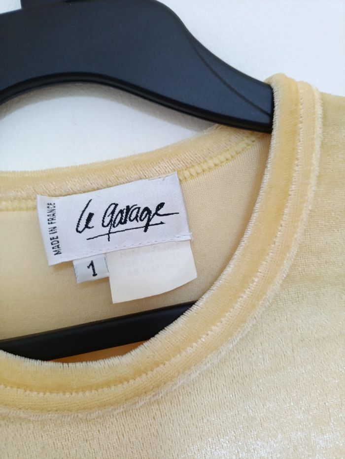 T-shirt en velours jaune Le Garage vintage mignon doux - photo numéro 2